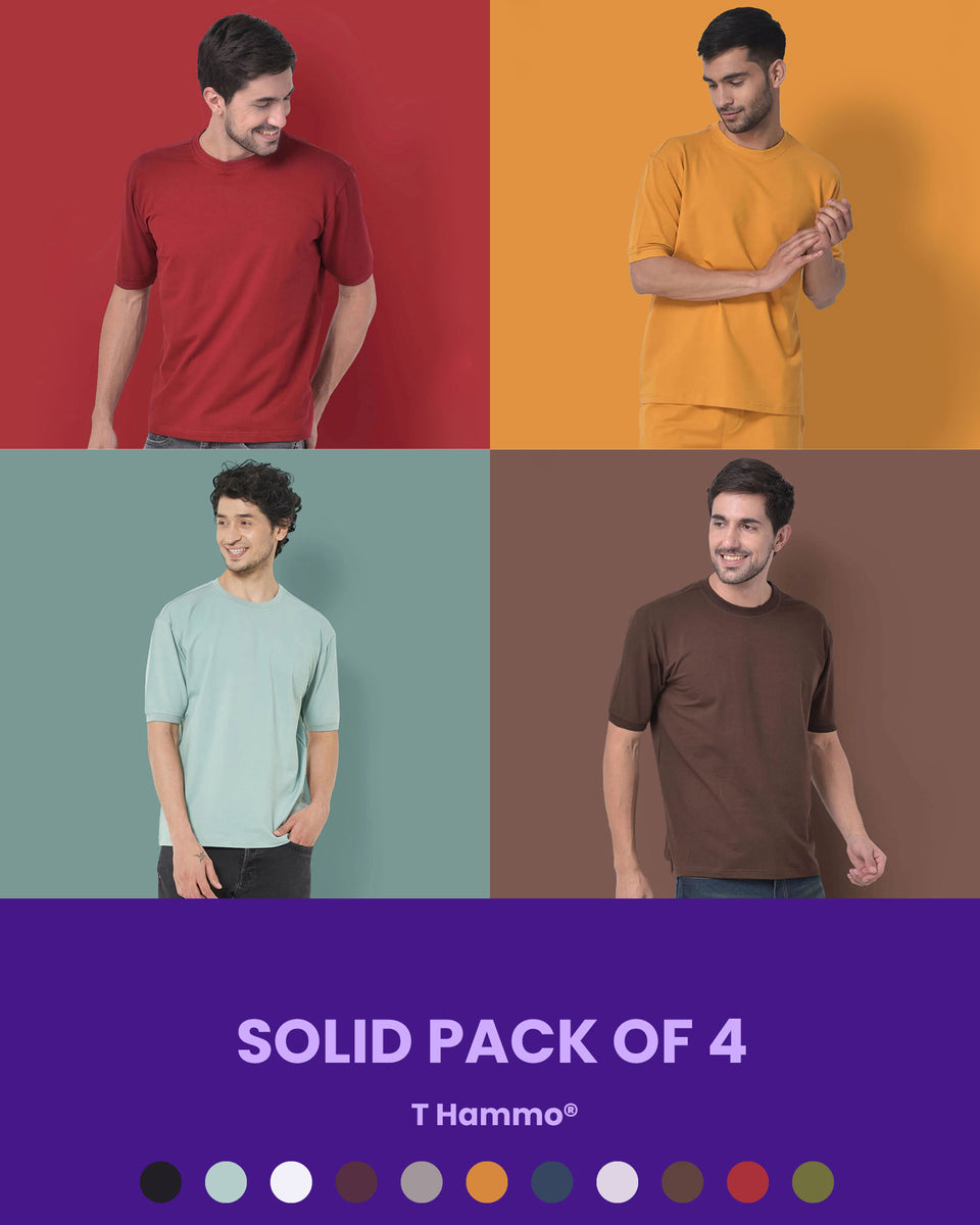 Buy Solid Pack Of 4: T Hammo® in 10+ colors Online - Melangebox at  INR.2600/